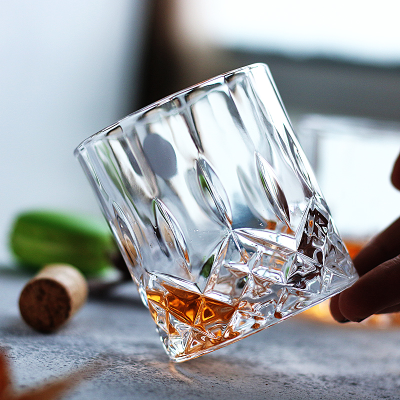 水晶玻璃威士忌杯洋酒杯啤酒杯白酒烈酒雞尾酒方形家用水杯子套裝